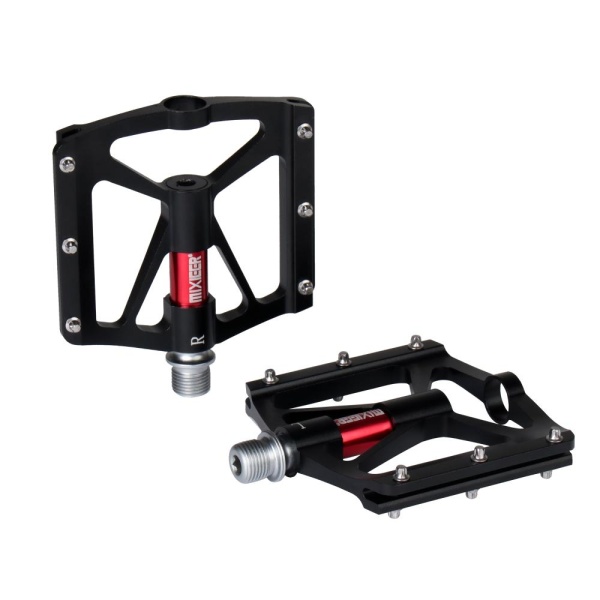 Педали USHAKOV, 9/16 резьба, CNC-6061 корпус, 3 пром. подшипника, 99х101мм, black-red, CR-MO ось