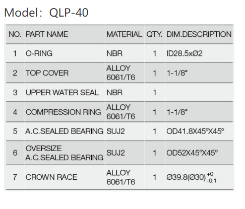 Рулевая колонка MIXIEER QLP-40 1-1/8"х41,8х52х39,8/30 высота 11мм пром.подш. вес 111г