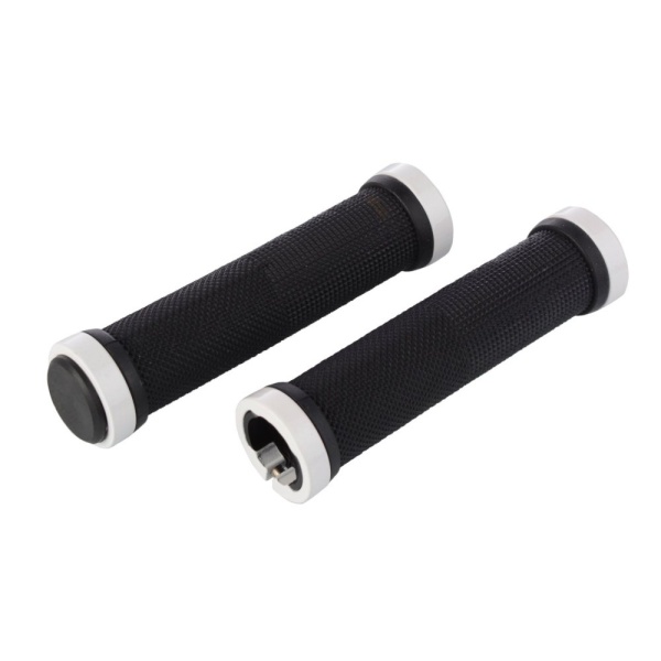 Грипсы 130мм, с алюминевыми струбцинами, черный/белый 