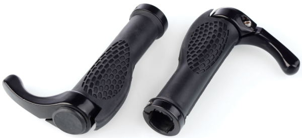 Грипсы эргономические 140 мм с алюминевым рожком черные
