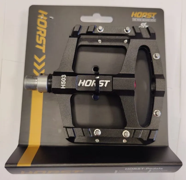 Педали Horst H35 широкие, ось Cr-Mo  с 1 герм. промподш.+1 DU. смен. шип. 97*105*17мм, 400 г черные