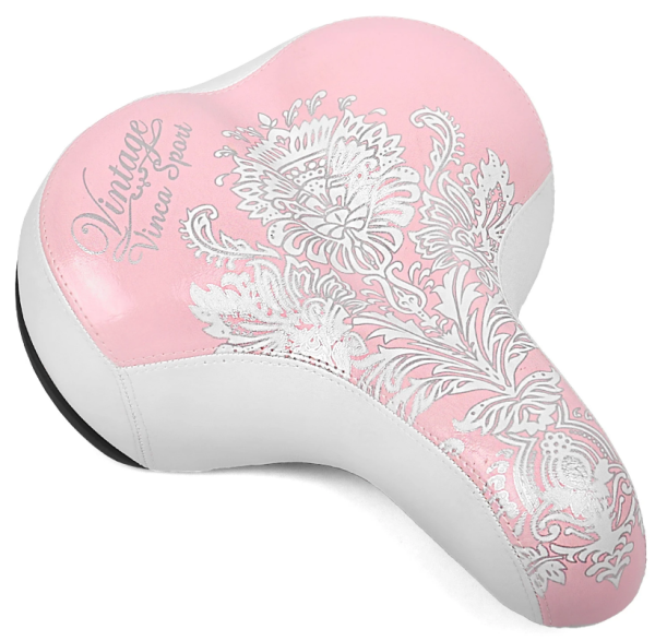 Седло Vinca Sport Vintage комфорт., 250х200мм, розовое с белым