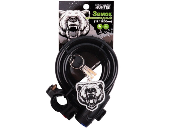 Замок c брелоком 12*1200мм, с защитой от влаги и креплением, northern hunter