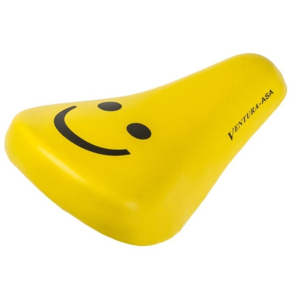 Седло детское VENTURA CHILD, 210х138мм, с крепежом, желтое, "SMILE"