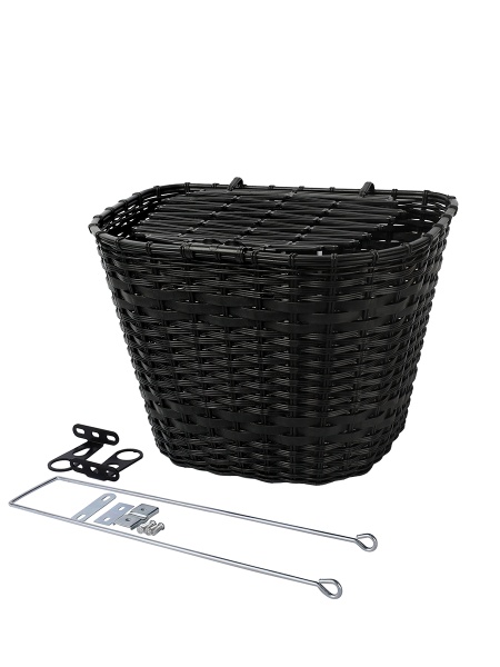 Корзина для велосипеда пластиковая с крышкой черная