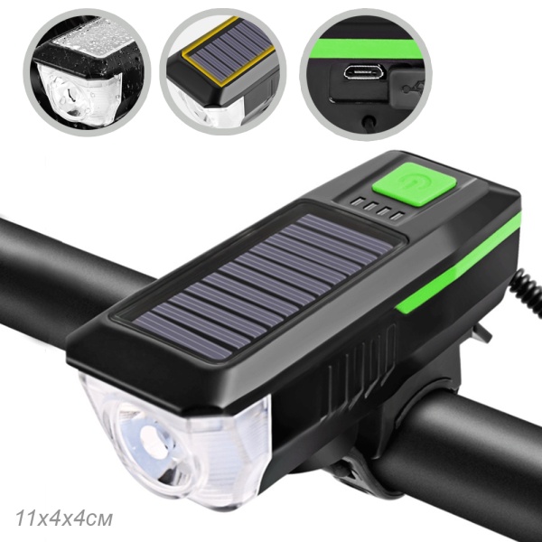 Фонарь передний Comiron Sun2 IPX4 350lm USB green