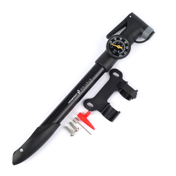 Велонасос Comiron Station с манометром, алюминиевый цилиндр, ручка литой пластик, Presta-Schrader, 8