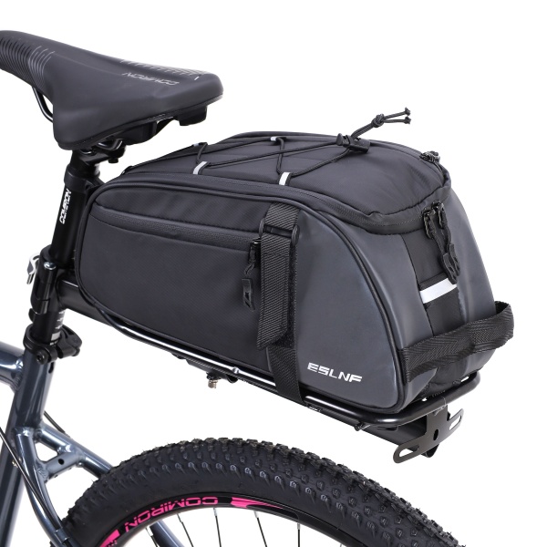 Сумка велосипедная на багажник ESLNF, основные отсеки на молнии, крепление velcro