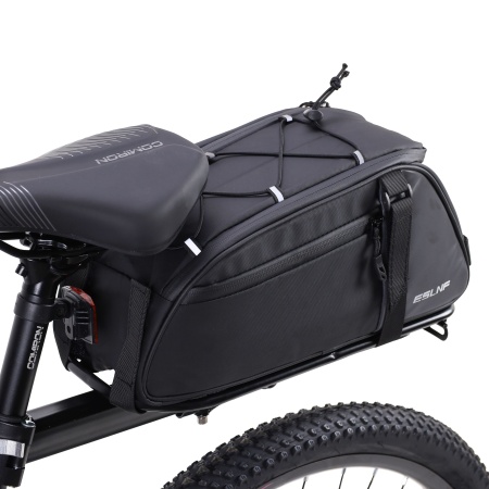 Сумка велосипедная на багажник ESLNF, основные отсеки на молнии, крепление velcro