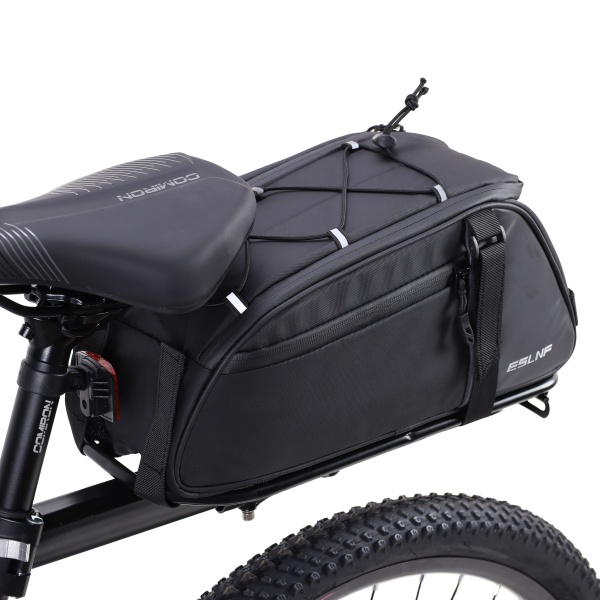 Сумка велосипедная на багажник ESLNF, основные отсеки на молнии, крепление velcro