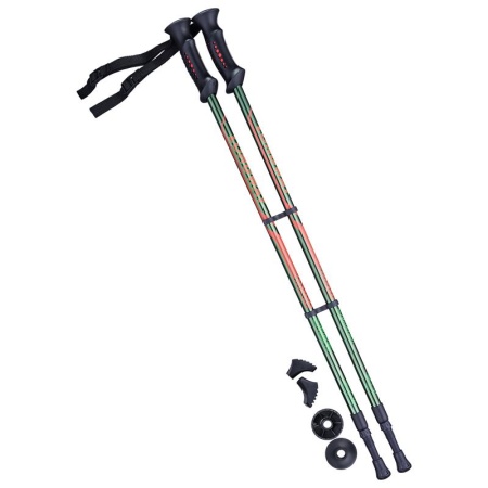 Палки для скандинавской ходьбы Berger Longway, 77-135 см, 2-секционные черный/ярко-зеленый
