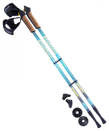 Палки для скандинавской ходьбы Berger Starfall, 77-135 см, 2-секционные, синий/серый/жёлтый