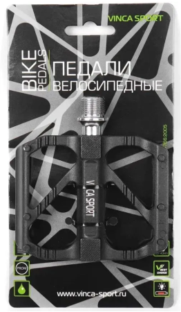 Педали Vinca Sport  с 3-мя пром.подшипниками, 95*90,  аллюм. черные