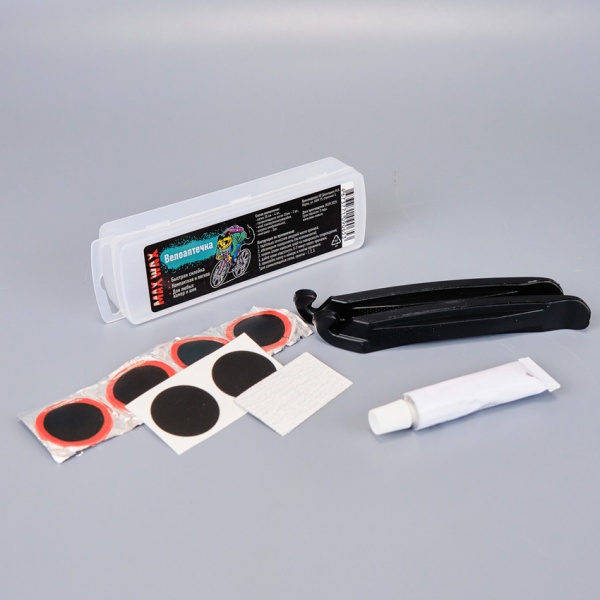 Велоаптечка Maxwax стальная тёрка, 6 суперзаплаток