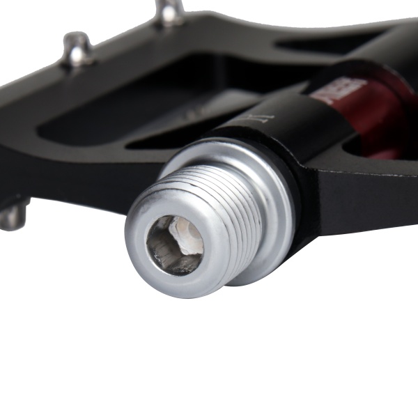 Педали USHAKOV, 9/16 резьба, CNC-6061 корпус, 3 пром. подшипника, 99х101мм, black-red, CR-MO ось