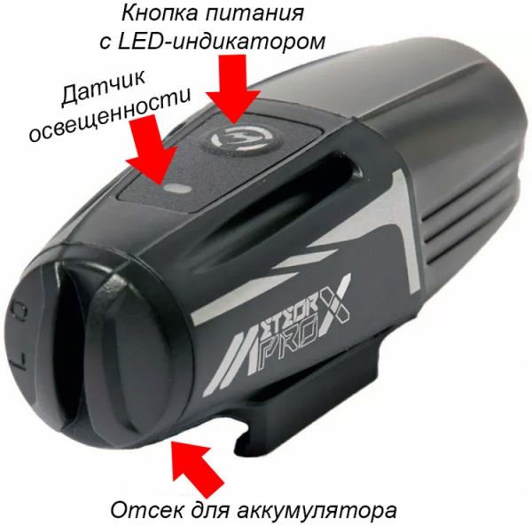 Велофара Moon Meteor X Auto PRO,600 люмен, 1 диод