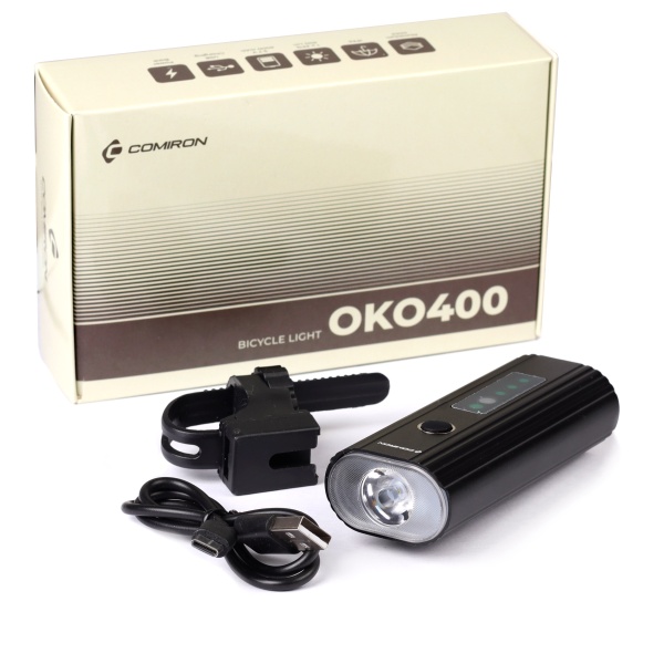 Фонарь передний Comiron "OKO400", авиационный алюминий 6063, свет: 1 XPG, 650lm