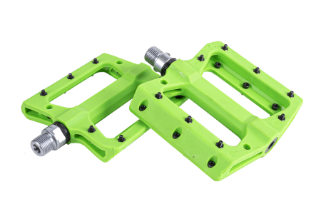 Педали  N-5 green нейлон со сьемными шипами, подш. пром, 9/16",357гр