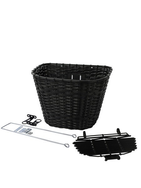 Корзина для велосипеда пластиковая с крышкой черная