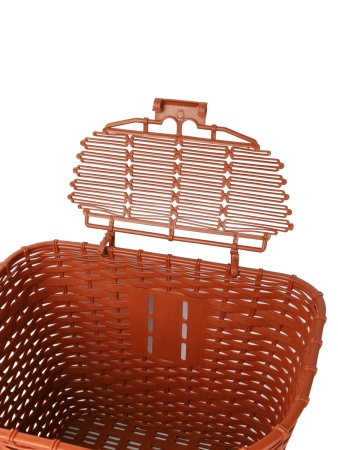 Корзина для велосипеда пластиковая с крышкой коричневая