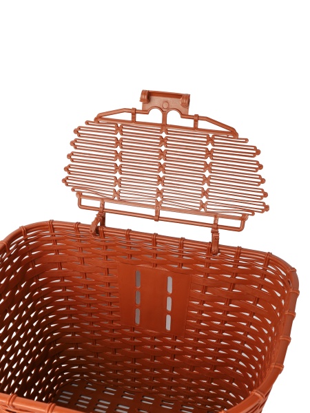 Корзина для велосипеда пластиковая с крышкой коричневая