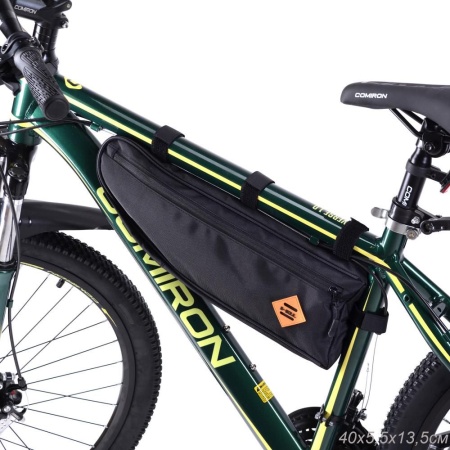 Сумка велосипедная подрамная большая Bicycle soul, с боковой молнией, чёрная, 29х20х5см.