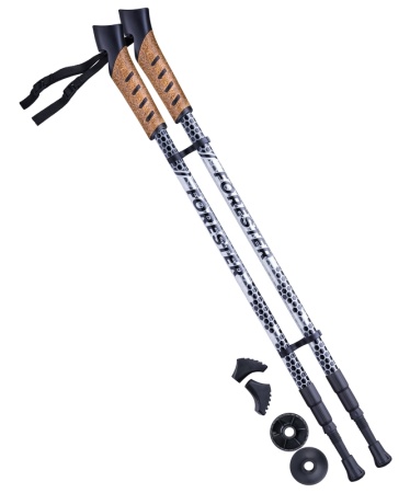 Палки для скандинавской ходьбы Berger Forester 67-135 см, 3-секционные, серый/чёрный
