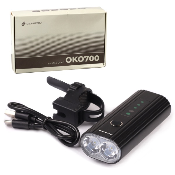 Фонарь передний Comiron "OKO700", авиационный алюминий 6063, свет: 2 XPG, 700lm