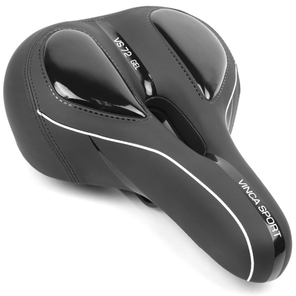 Седло Vinca Sport комфорт., 270х200мм, с фонариком, с гелем, черное
