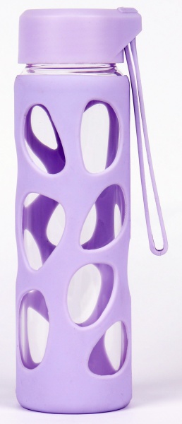 Фляга 450 ml. Vinca Sport, боросиликатное стекло с силикон. оплеткой, розовая